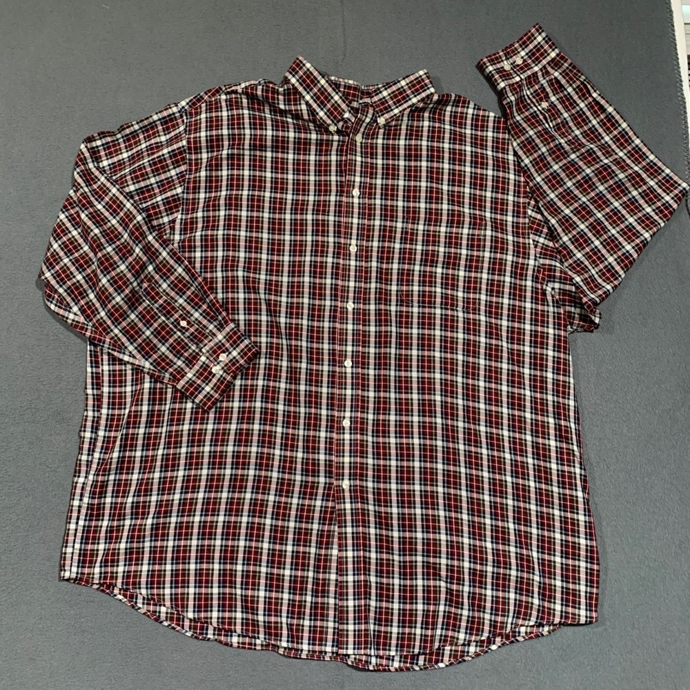Roundtree & Yorke TravelSmart Men's 4XLT Plaid LS Button Down Shirt Cotton Blend